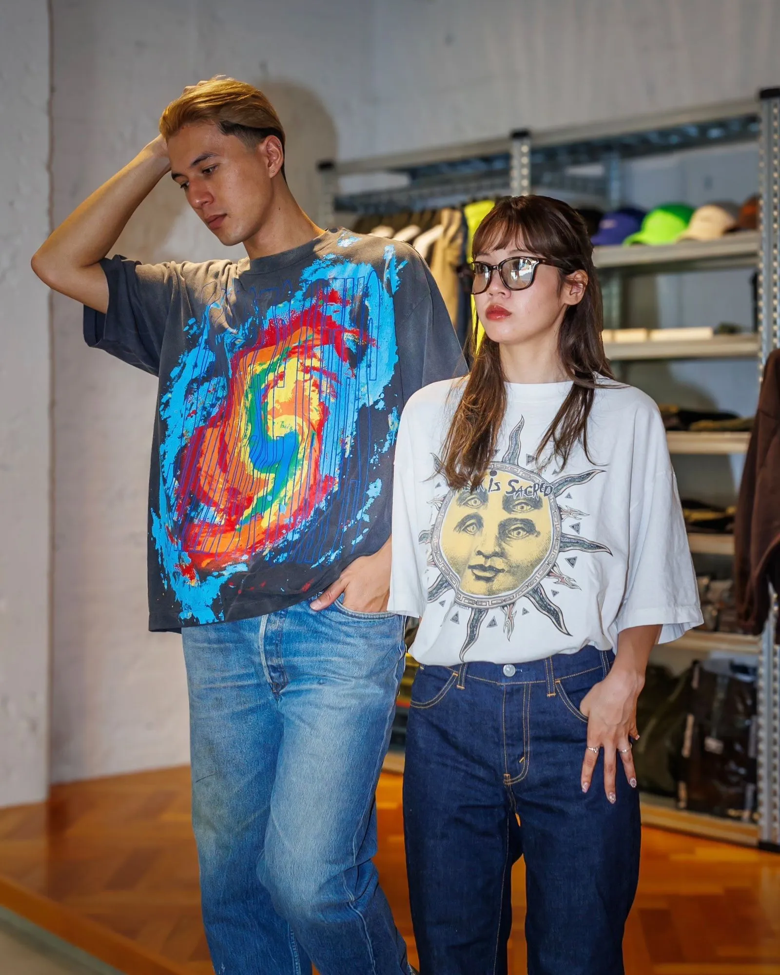 CACTUS PLANT FLEA MARKET x SAINT Mxxxxxx SUN SS TEE/WHT CPFM joint model Four-eye sun printed short sleeves Off-white S-XL Cylindrical fabric without side seams 220g high weight OE yarn ⚠️Note: It is almost meaningless if it is not a cylindrical fabric Customized CPFM joint main mark/wash mark/little angel anti-counterfeiting label Original-level printing factory Top purchasing level